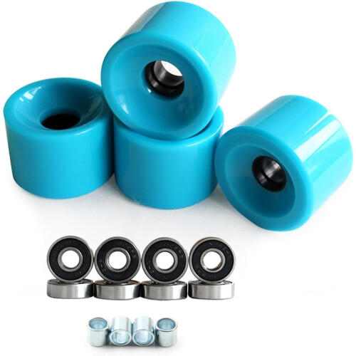Skateboard Wheels 4Pcs Longboard Soft 78A With Bearing Blue 1