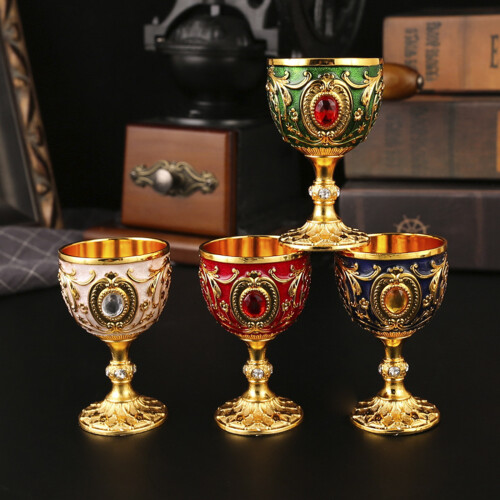 2Pcs Vintage Medieval Goblet Drinking Glass Drink-Red Ancient 2