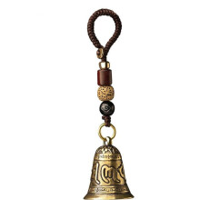 Vintage Tibetan Buddhist Meditation Bell SixWord Bell Keyring Lanyard Pendant Hanging Jewelry