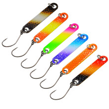 6x Fishing Lures 4cm/1.57in Colorful DoubleSided Metal Spoon Lure With Sequins For Trout Fishing Accessories