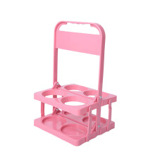 Portable 4 Bottle Beer Basket With Quick Fold Feature-Pink