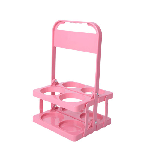 Portable 4 Bottle Beer Basket With Quick Fold Feature-Pink