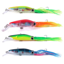 Swimbait Scuid, Meall Crua le haghaidh Iascaireachta Uisce Salainn le Súile 3T agus Nasc Fáinní Dúbailte, Bailchríoch Réalaíoch, Il-dhathach,