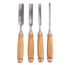 Set of 4 Accuracy Woodworking Chisels Alloy Steel Flat Edges