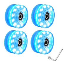 Roller Skating Wheels Flash Light Double Row Roller Skates Shining Wheels Ice Skating Blue Light 4 Pcs