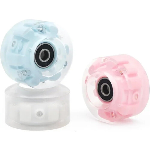 Roller Skating Wheels  Flash Light Double Row Roller Skates Shining Wheels Ice Skating Blue Light 4 Pcs 1