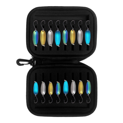Fishing Spoon Lure For Trout Multi Color Artificial Baits With Spinner Blinker Storage Box