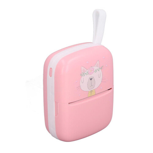 Portable Mini Pocket Thermal Printer with 5 Roll Papers, Easy to Use for Journal Scrapbook Note Lists (Pink)