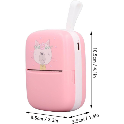 Portable Mini Pocket Thermal Printer with 5 Roll Papers, Easy to Use for Journal Scrapbook Note Lists (Pink) 1