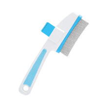 Cat Shedding Brush Blue Release Button Grooming Tool Tick Removal Comb For Long And Short Haired Cats And Dogs