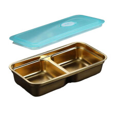 2 Section Food Box Steel Food Carry For Dips Sauces-Gold 2