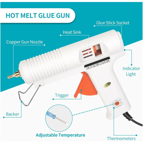 150W Hot Melt Glue Gun, 11mm Diameter, Adjustable Temperature, Copper Nozzle, Heater Muzzle, Craft  Tool 1