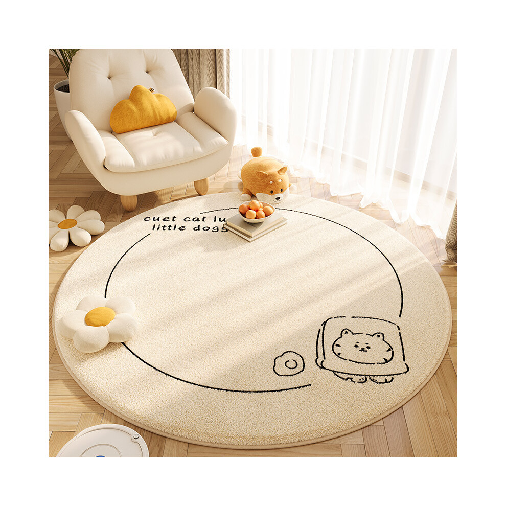 (Toast cat Round, 160*160cm) Cartoon animal imitation cashmere anti-slip round carpet