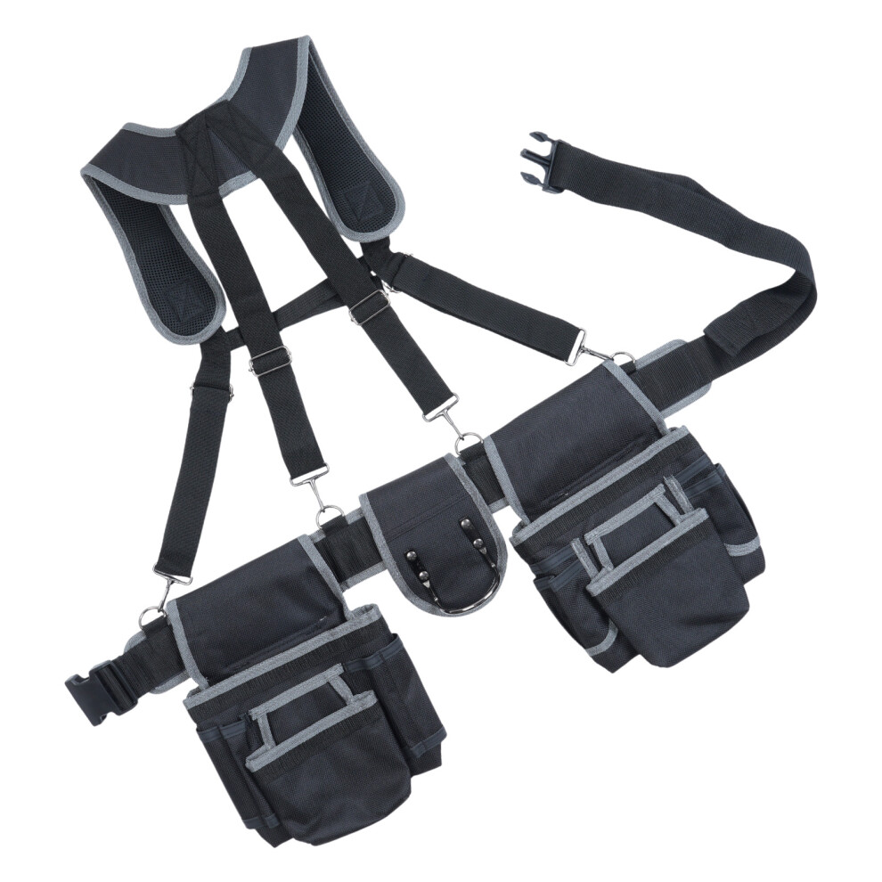 Reinforced Suspender Work Belt With Multiple Pockets-Grey 7754000932306
