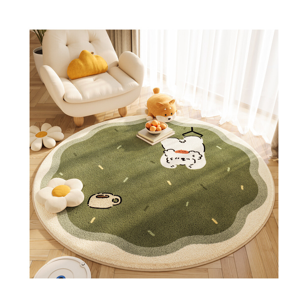 (Vanilla fries round, 160*160cm) Cartoon animal imitation cashmere anti-slip round carpet