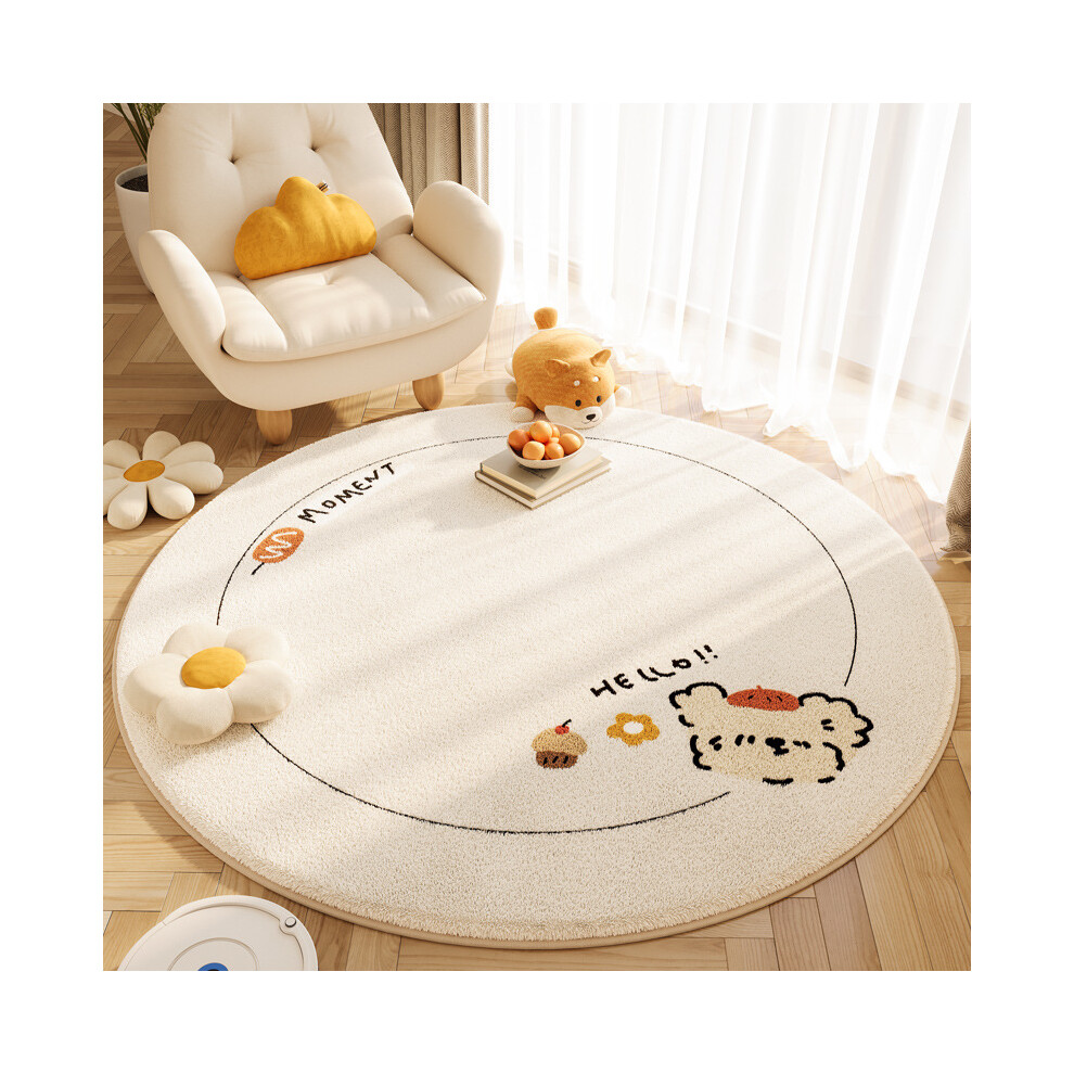 (Cheese hot dog balls, 120*120cm) Cartoon animal imitation cashmere anti-slip round carpet