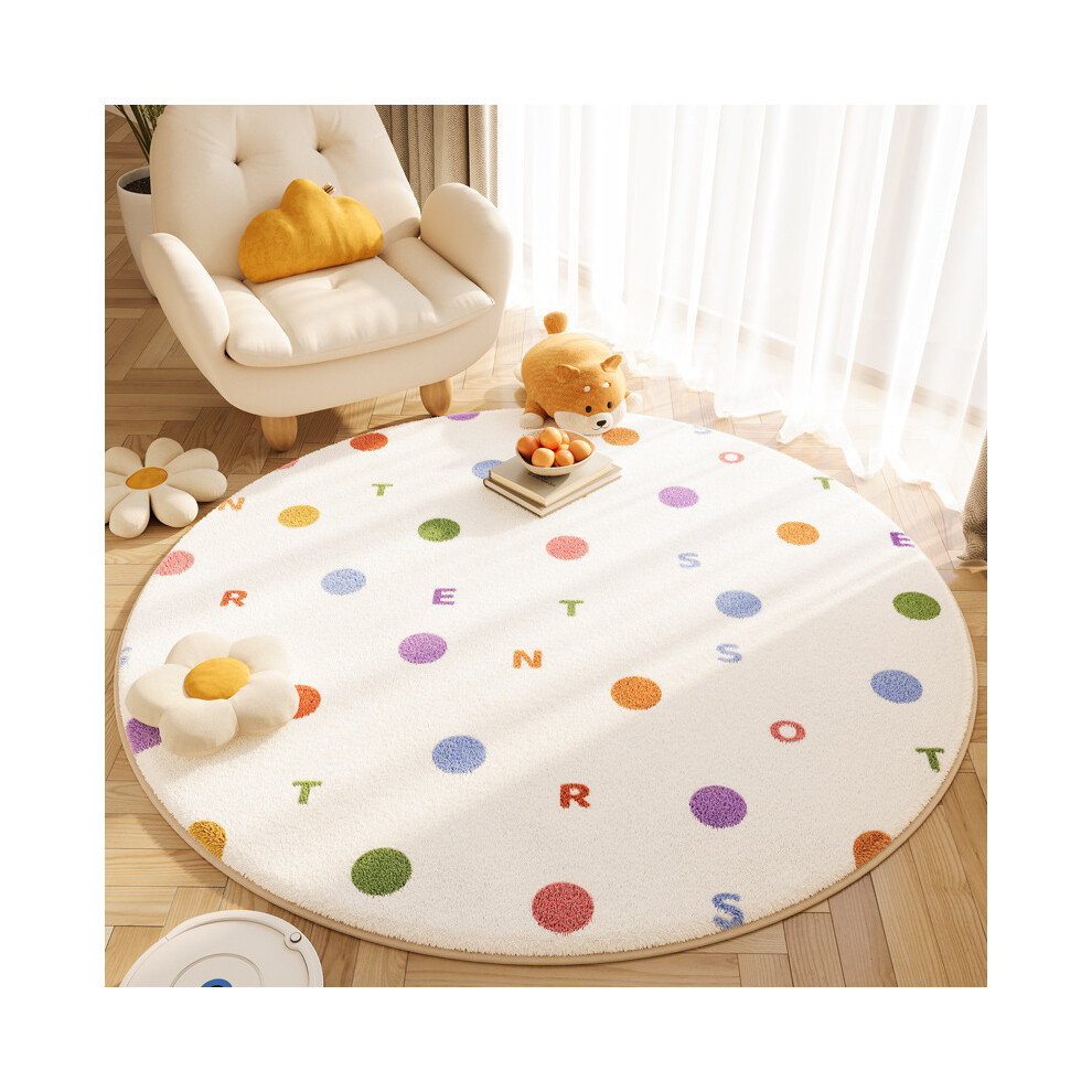 (The letter polka dot circle, 160*160cm) Cartoon animal imitation cashmere anti-slip round carpet