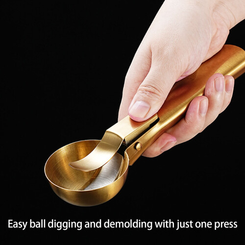 Professional Ice Cream Scooper With Release Button-Gold 2