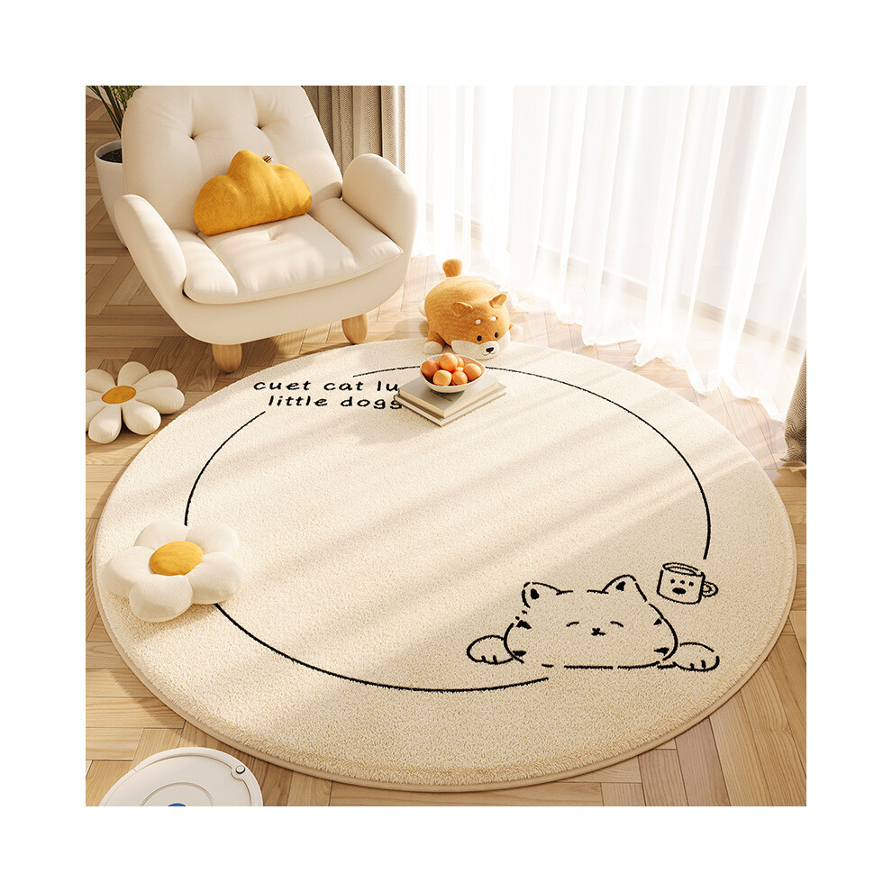 (Snoring Cat Yuan, 100*100cm) Cartoon animal imitation cashmere anti-slip round carpet