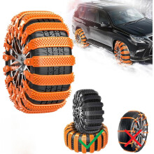 Snow Chains for Cars, Universal Adjustable Fit, Reusable AntiSlip Winter Protection, 8 Black