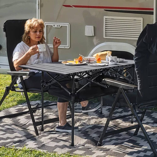 Folding Camping Table Roll Up Portable Picnic Table with Carrying Bag 2