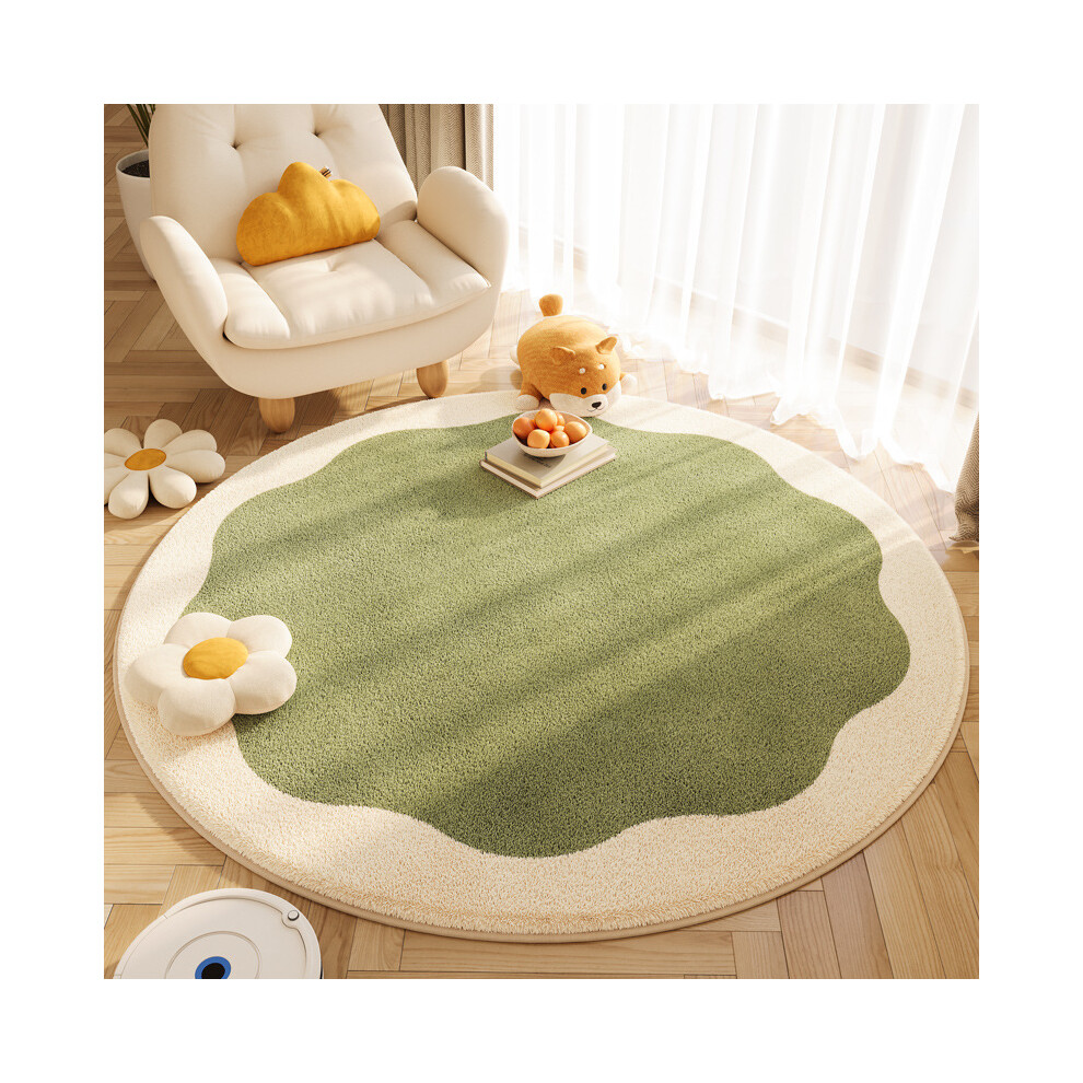 (Matcha pudding round, 120*120cm) Cartoon animal imitation cashmere anti-slip round carpet