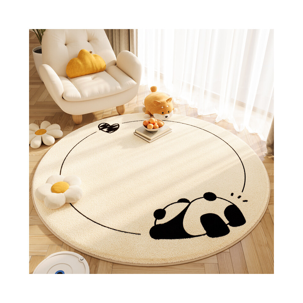 (Lying flat, the panda circle, 160*160cm) Cartoon animal imitation cashmere anti-slip round carpet