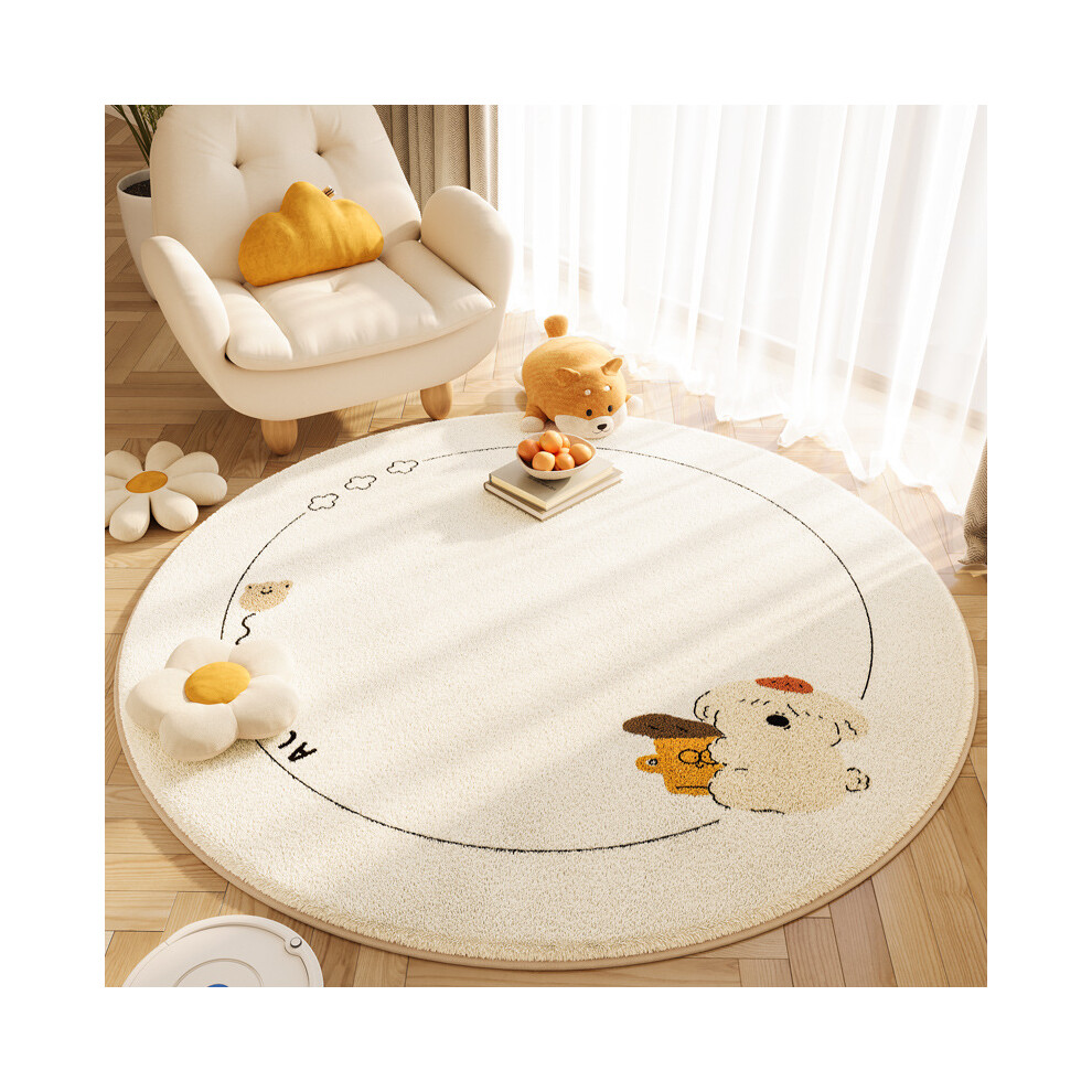 (Hot latte balls, 140*140cm) Cartoon animal imitation cashmere anti-slip round carpet