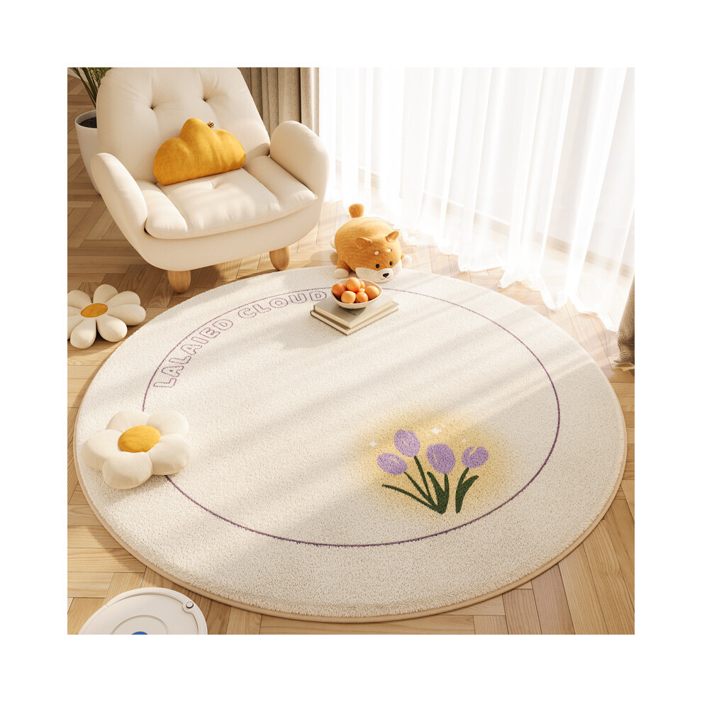 ( Golden Fragrance Round, 160*160Cm) Cartoon Animal Imitation Cashmere Anti-Slip Round Carpet Purple