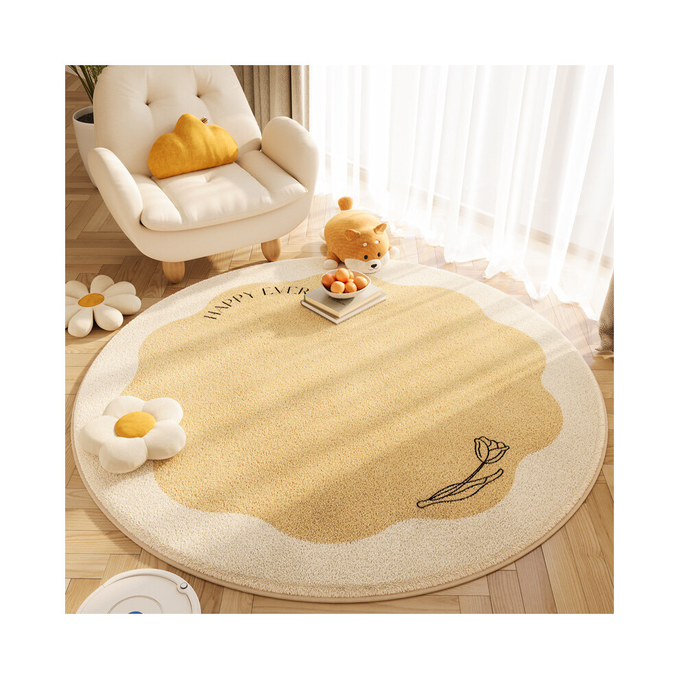 Gold (The Milk Is Fragrant And Round, 160*160Cm) Cartoon Animal Imitation Cashmere Anti-Slip Round Carpet