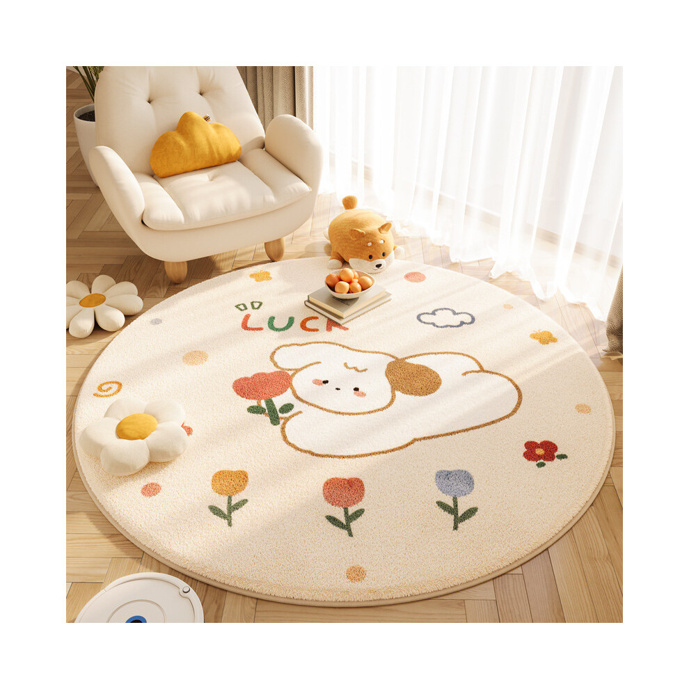 (Yuan, the rural dog, 120*120cm) Cartoon animal imitation cashmere anti-slip round carpet