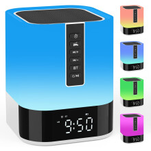 Máquina de ruido blanco, luz nocturna multicolor con sonido de 360 grados, altavoz estéreo nítido con despertador, lámpara de mesita de noche con