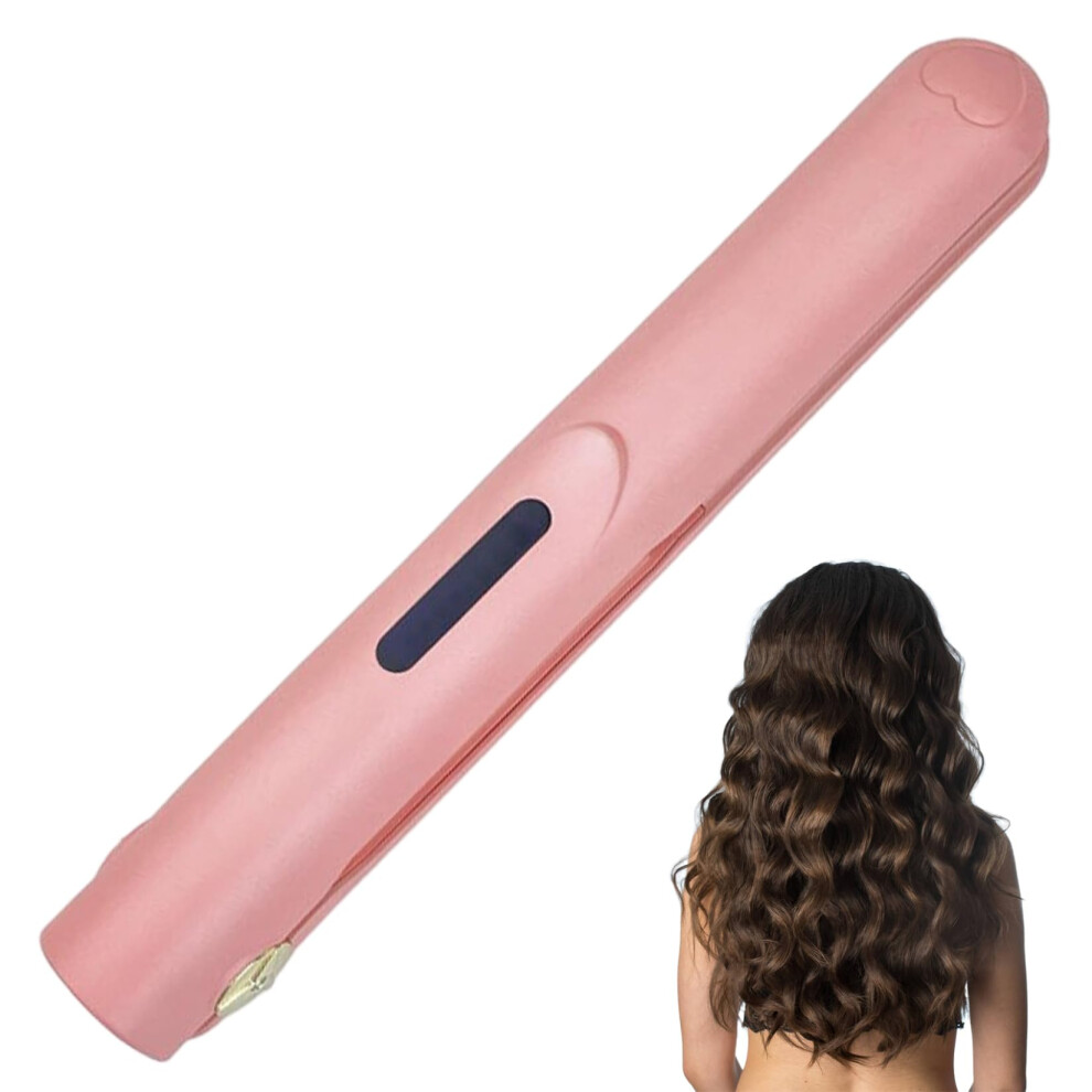 Cordless Hair Straightener and Curler with Fast HeatUp, 3 Temps, Compact Design for Travel