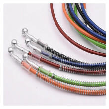Motorcycle Dirt/Braided Brake Hose Line Steel Braided Hydraulic Red Banjo Pipe 100cm Universal Racing