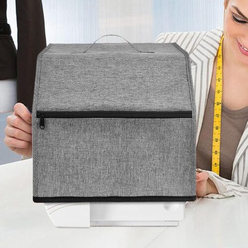 Sewing Machine Dust Cover with Storage Bags, Handle, Gray 1