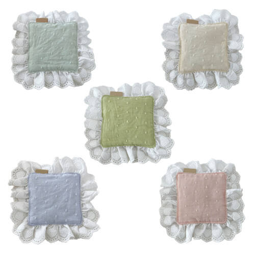 Delicate Lace Border Coaster Placemat Double-Meat powder 1