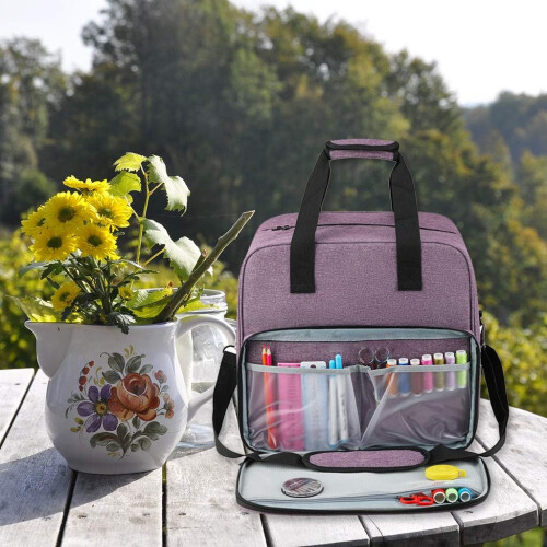 Shoulder bag for sewing machines, suitable for most standard models, light gray 2