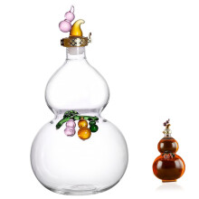 Transparent Gourd Shaped Glass Wine Bottle Home Decoration, Portable Decanter, Wine Making, Whiskey Flask, Random Color