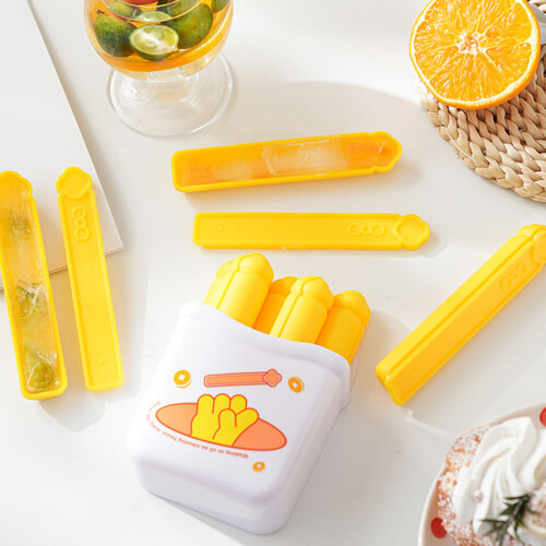 6Pcs Rectangular Shape Ice Mold With Magnetic Box-Yellow 2