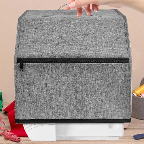 Sewing Machine Cover with Storage Bags, Handle, Foldable Waterproof, gray 1