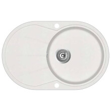 Fregadero de cocina lavabo solo 78 x 50 cm ovalado granito blanco 02_0002352