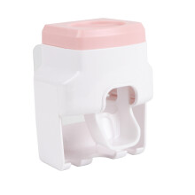 Dispensador automático de pasta de dente para banheiro, montado na parede, com design moderno e compacto e adesivo de alta resistência.