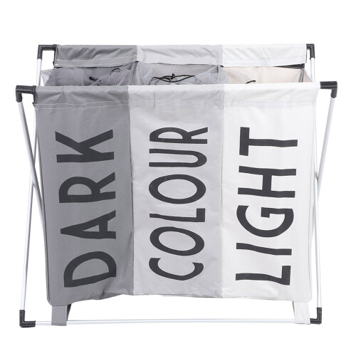 Portable And Stable Laundry Sorter, 3-Section Collapsible Hamper, For Efficient Laundry Room Organization