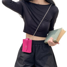 Women Korean Style Crossbody Bag Chain Bag Leather-Hot Pink