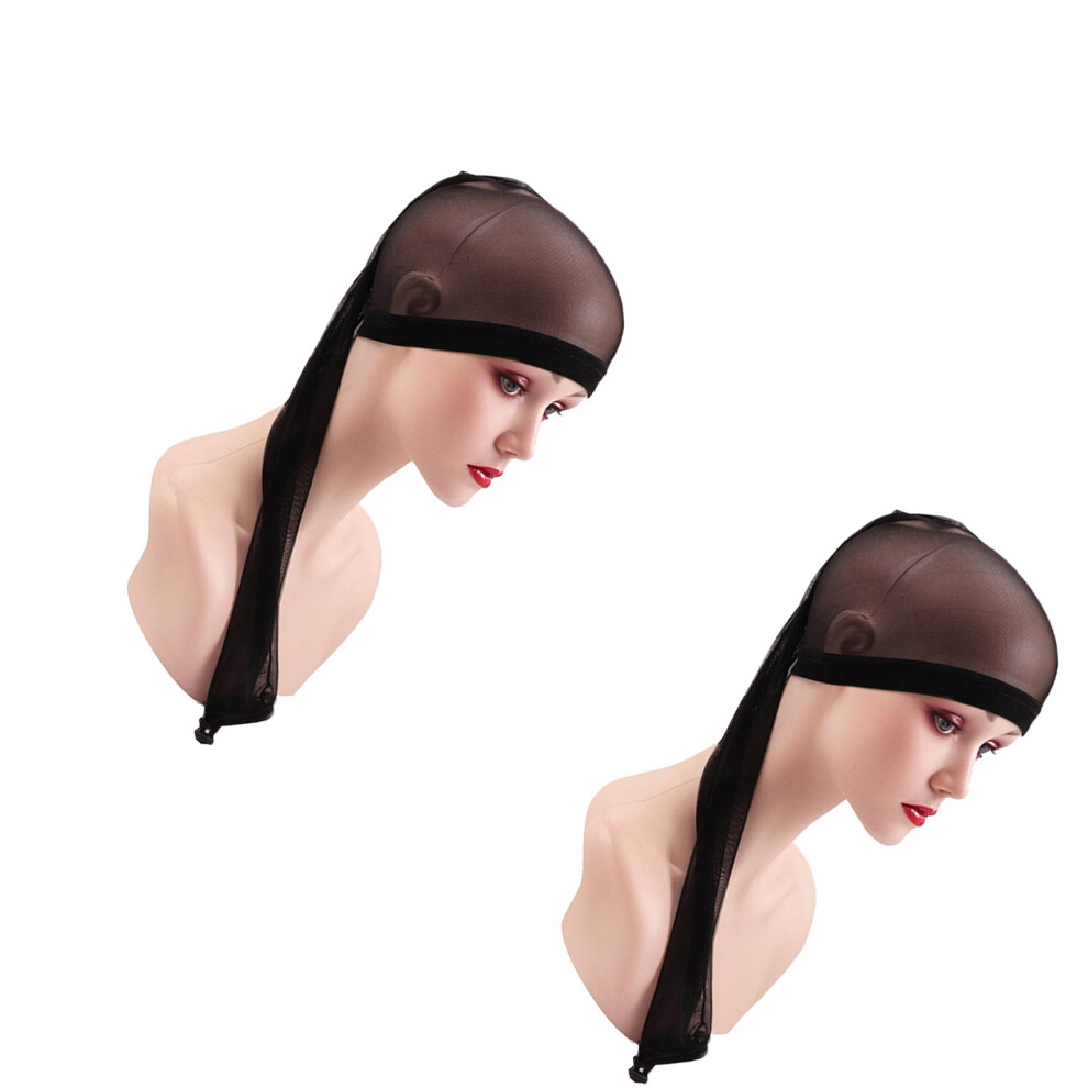 Adjustable Mesh Wig Caps Elastic Breathable Hair Net For-Black