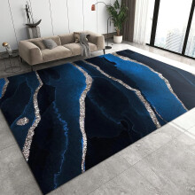 Luxury Blue Marble Area Rugs, Black Star Silver Lines Printed, NonSlip Carpet for Living Room Bedroom 50*80cm Blue