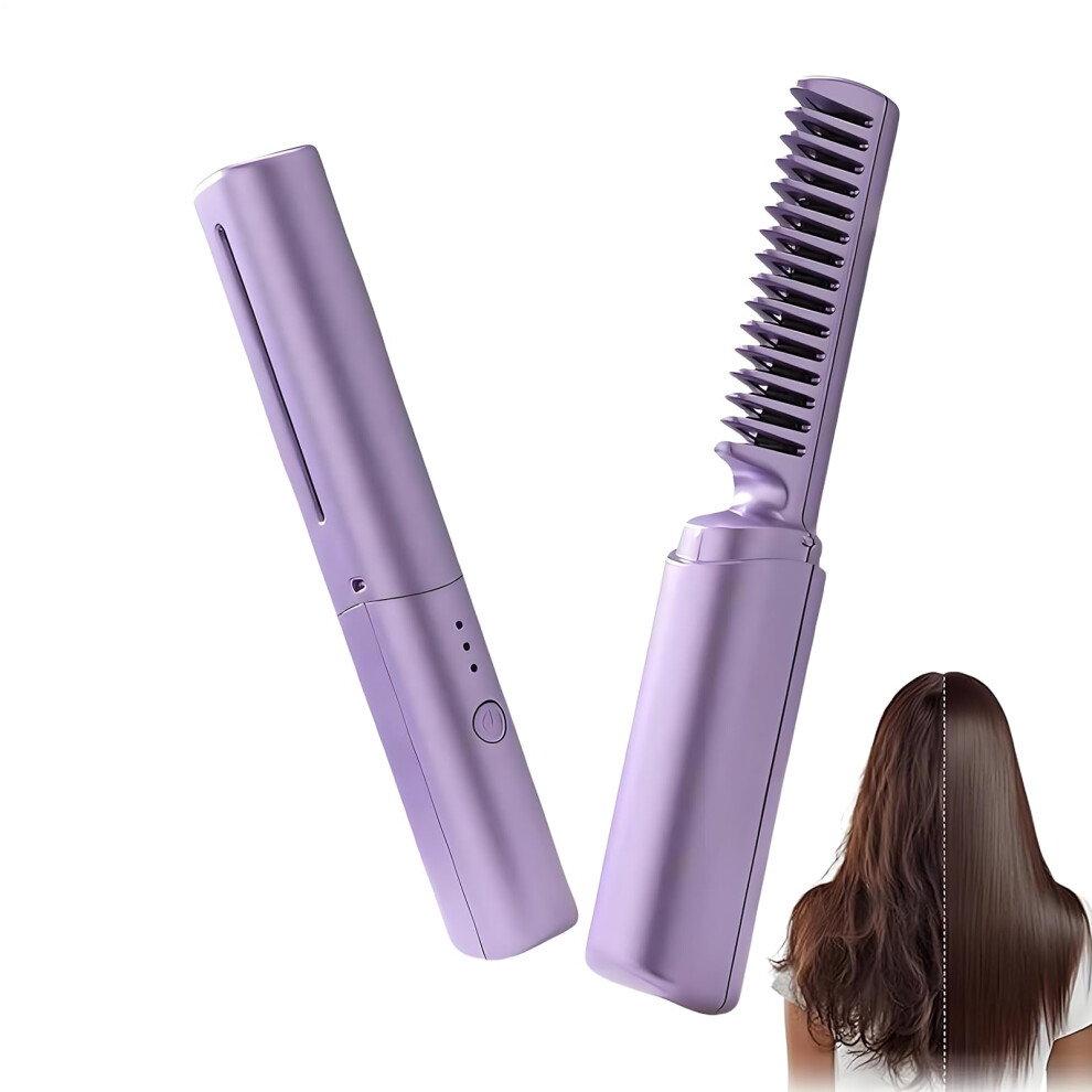 Hair Straightener Brush with Negative Ion Technology, Ceramic Comb for Travel, Wigs and Home Use
