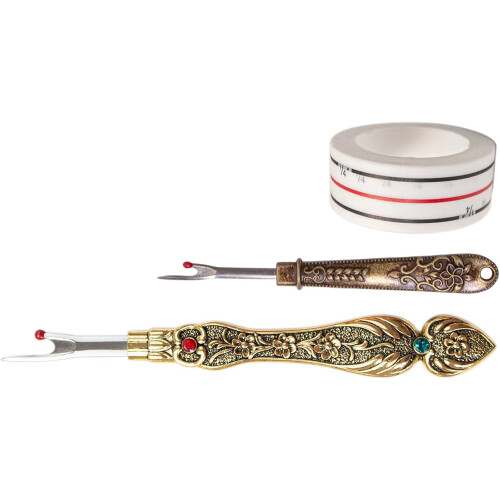 Thread cutter with seam ripper, for removing thread, sewing, clothing, needles, work patterns, 2 pieces gold 2