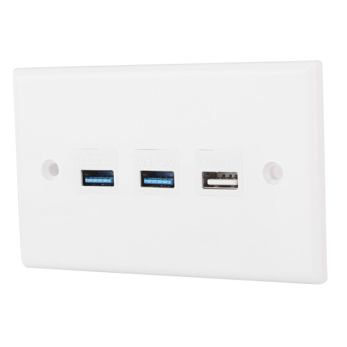 Πλάκα τοίχου USB3.0 με θύρες φόρτισης, πάνελ Keystone, τρεις θύρες USB (2x USB3.0 1x USB2.0), 2