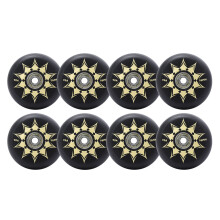 Inline Skate Wheels 76mm 90A PU With Bearings 8Pack Replacement For Indoor Outdoor Use Black Asphalt Inline Hockey